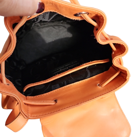 Ferragamo Gancini orange  mini backpack purse - Picture 4 of 7